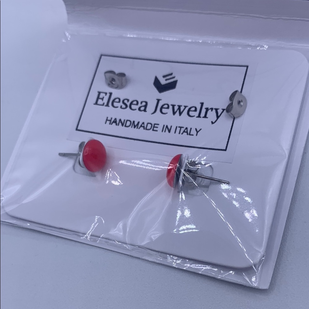 Eleaea Jewelry Handmade in Italy Orange Glow in the Dark 8 mm NIP